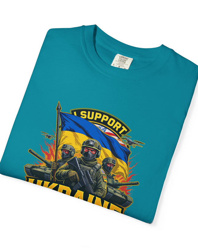 The 'I Support Ukraine!'  Cart,  Unisex Garment-Dyed T-shirt