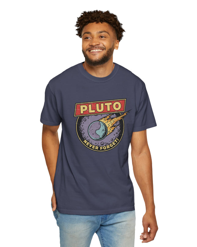 The 'Pluto, Never Forget!' Deco  Unisex Garment-Dyed T-shirt