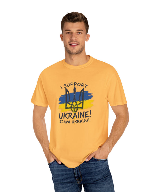 The 'I Support Ukraine!' Trident  Unisex Garment-Dyed T-shirt