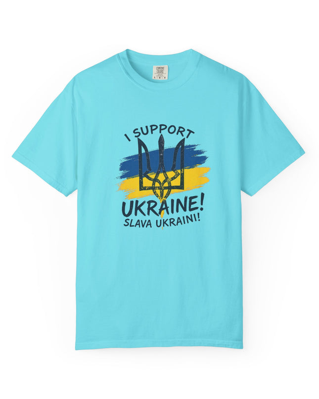 The 'I Support Ukraine!' Trident  Unisex Garment-Dyed T-shirt