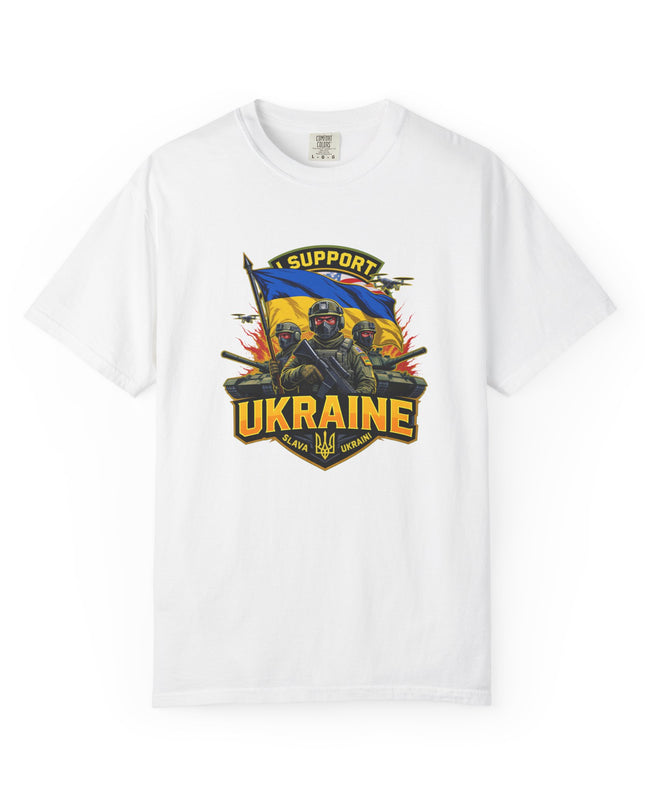 The 'I Support Ukraine!'  Cart,  Unisex Garment-Dyed T-shirt