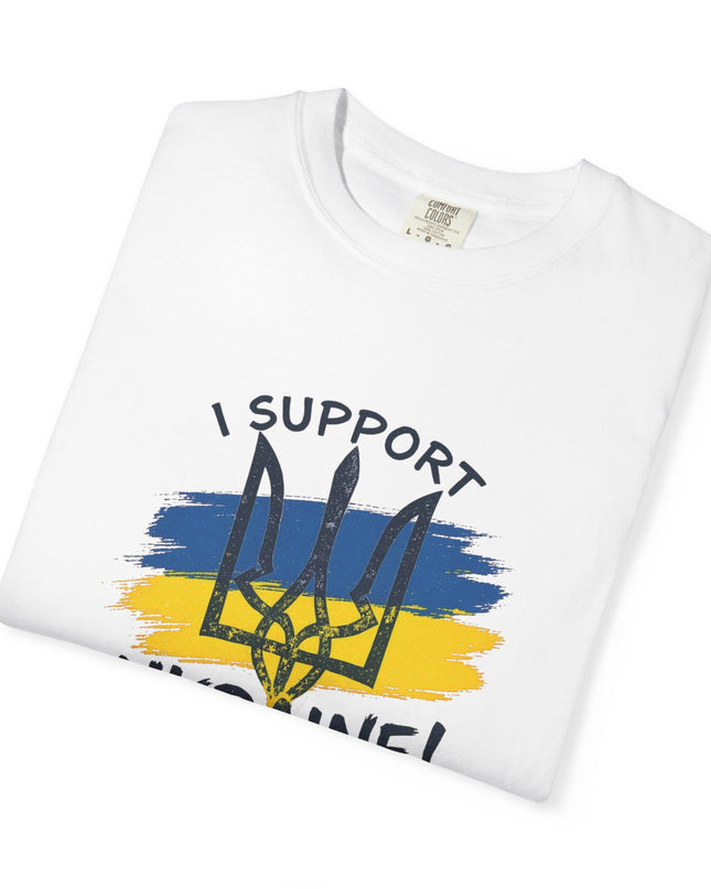 The 'I Support Ukraine!' Trident  Unisex Garment-Dyed T-shirt