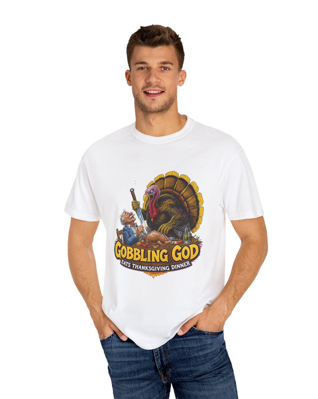 Gobbling God Eats Thanksgiving Dinner Thanksgiving Tee