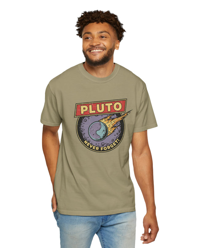 The 'Pluto, Never Forget!' Deco  Unisex Garment-Dyed T-shirt