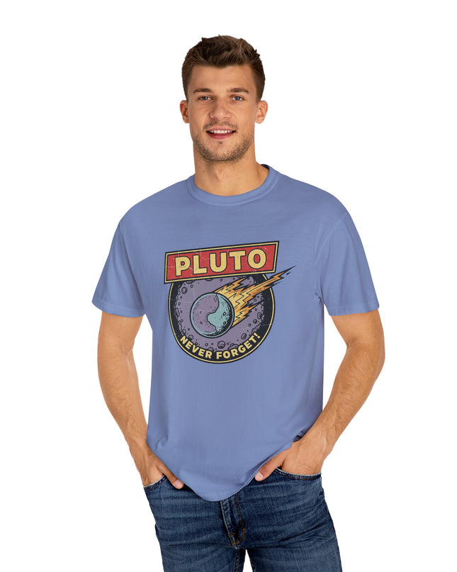 The 'Pluto, Never Forget!' Deco  Unisex Garment-Dyed T-shirt