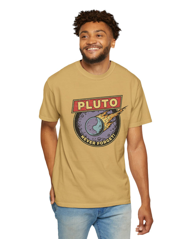 The 'Pluto, Never Forget!' Deco  Unisex Garment-Dyed T-shirt