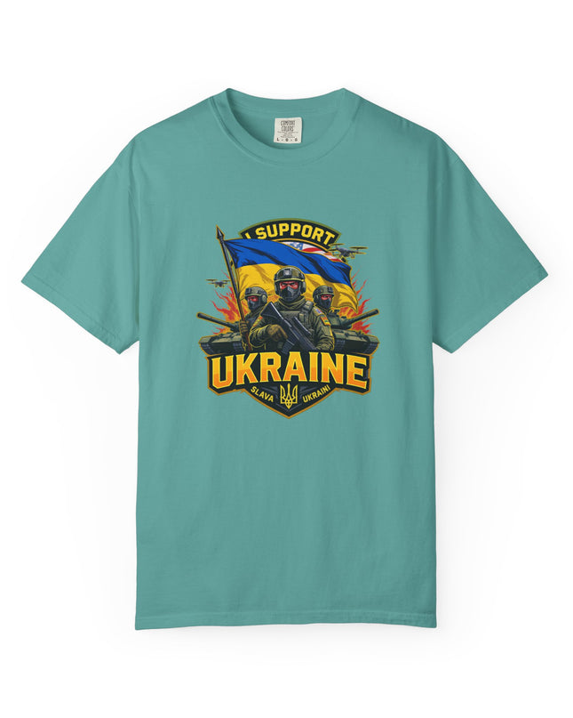 The 'I Support Ukraine!'  Cart,  Unisex Garment-Dyed T-shirt