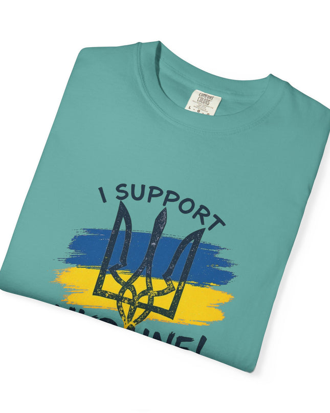 The 'I Support Ukraine!' Trident  Unisex Garment-Dyed T-shirt