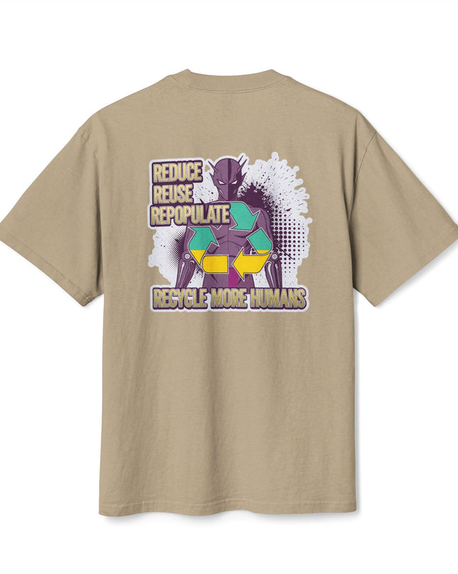 The 'Recycle More Humans' v1 T-Shirt, Eco-Friendly Graphic Tee, Save the Earth Apparel, Sustainable Clothing, Upcycled Materials Shirt