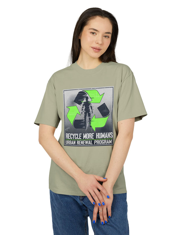 The 'Recycle More Humans' v2 T-Shirt, Eco-Friendly Graphic Tee, Save the Earth Apparel, Sustainable Clothing, Upcycled Materials Shirt