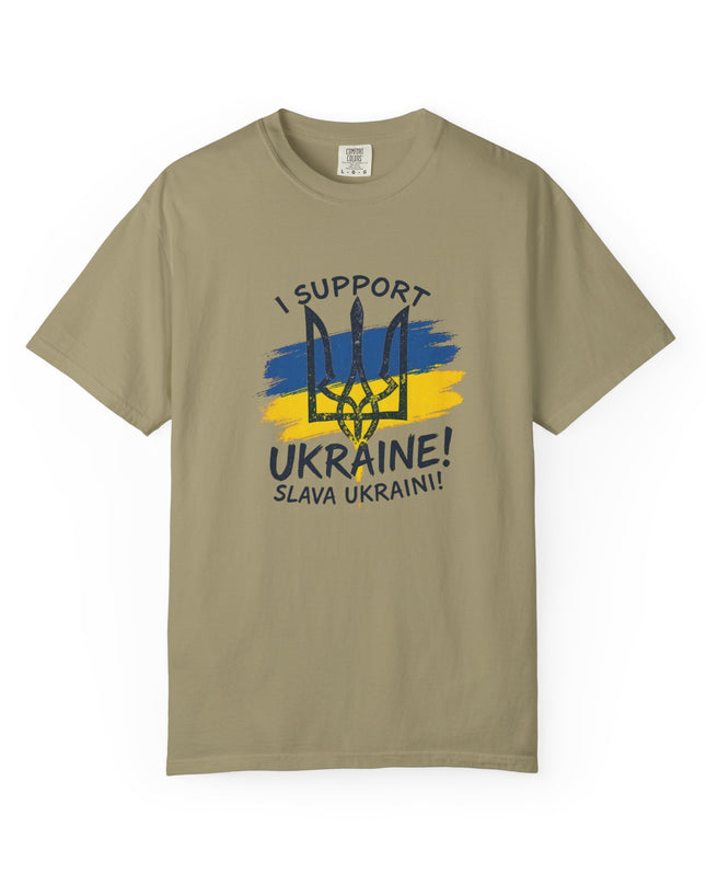 The 'I Support Ukraine!' Trident  Unisex Garment-Dyed T-shirt