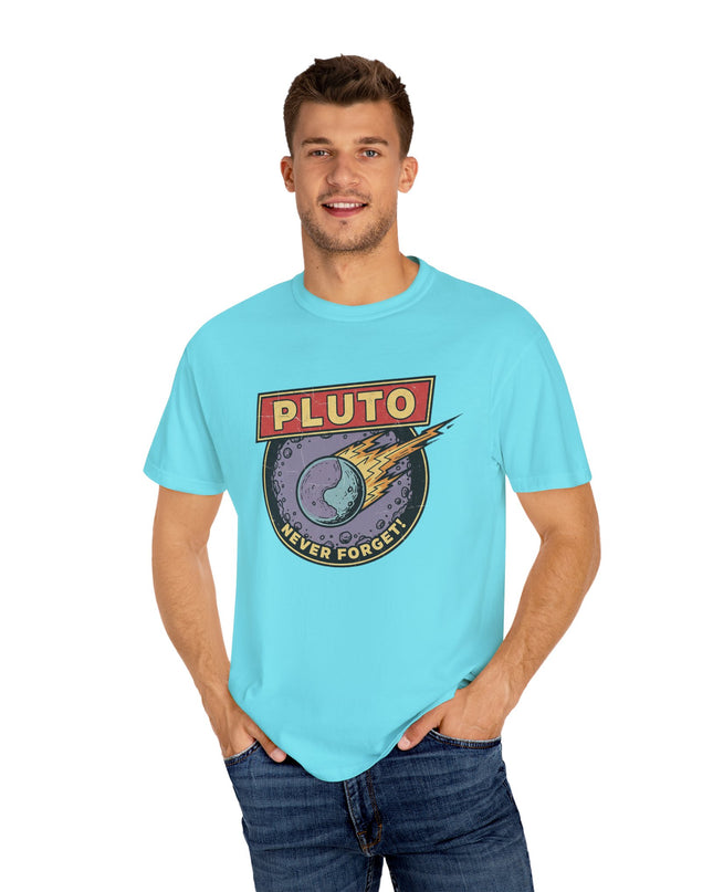 The 'Pluto, Never Forget!' Deco  Unisex Garment-Dyed T-shirt
