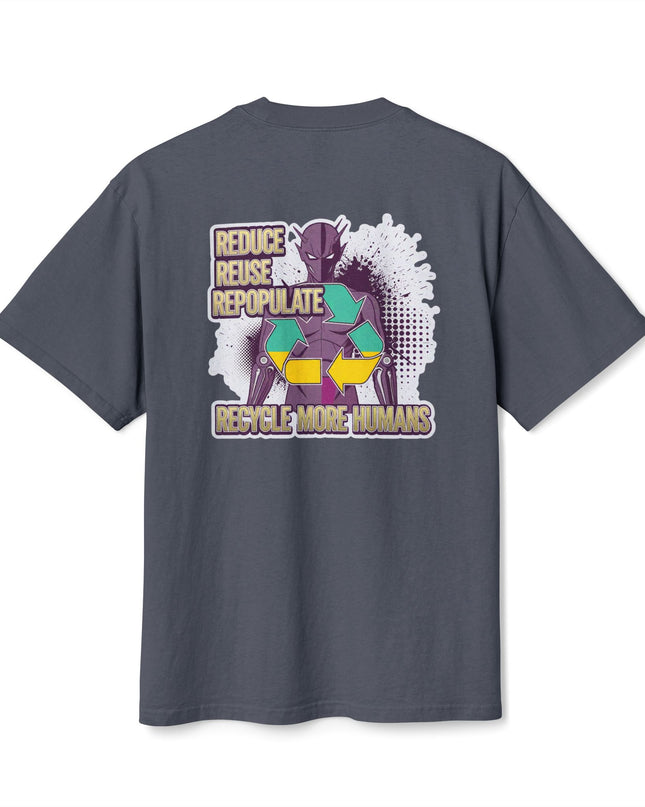 The 'Recycle More Humans' v1 T-Shirt, Eco-Friendly Graphic Tee, Save the Earth Apparel, Sustainable Clothing, Upcycled Materials Shirt