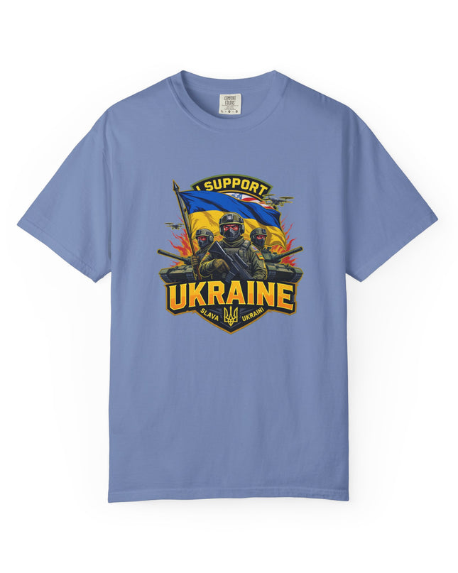 The 'I Support Ukraine!'  Cart,  Unisex Garment-Dyed T-shirt
