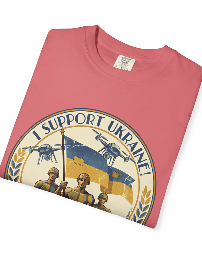 The 'I Support Ukraine!'  Deco, Unisex Garment-Dyed T-shirt