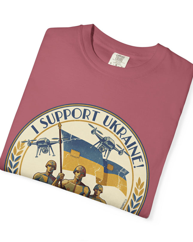 The 'I Support Ukraine!'  Deco, Unisex Garment-Dyed T-shirt
