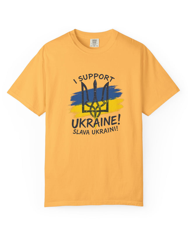 The 'I Support Ukraine!' Trident  Unisex Garment-Dyed T-shirt