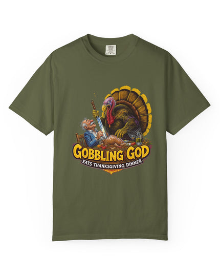 Gobbling God Eats Thanksgiving Dinner Thanksgiving Tee