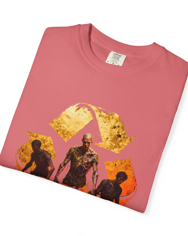 The 'Recycle More Humans!' Fire  Unisex Garment-Dyed T-shirt