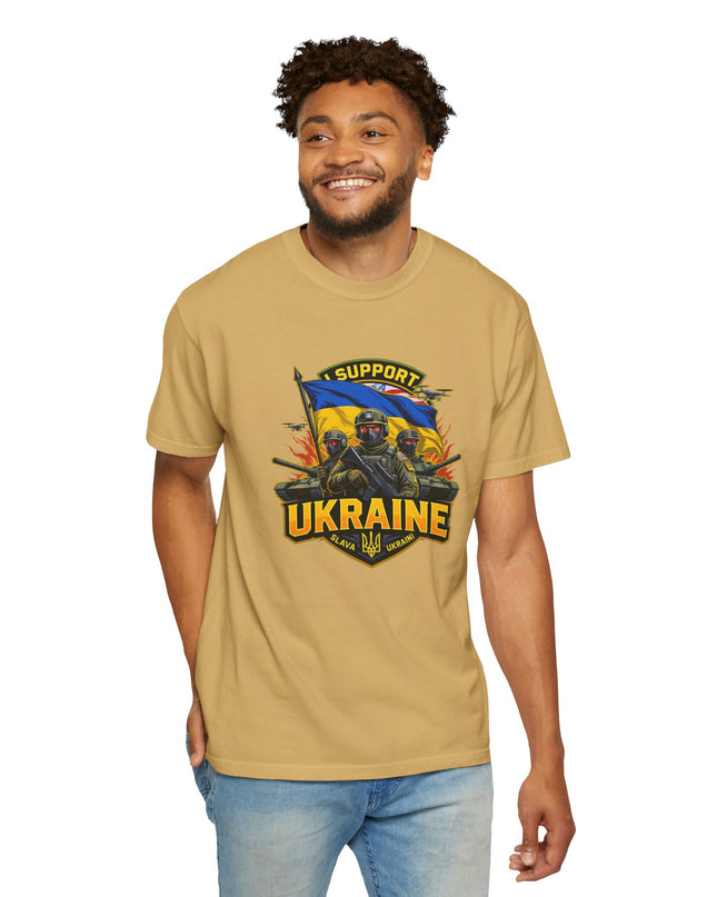 The 'I Support Ukraine!'  Cart,  Unisex Garment-Dyed T-shirt