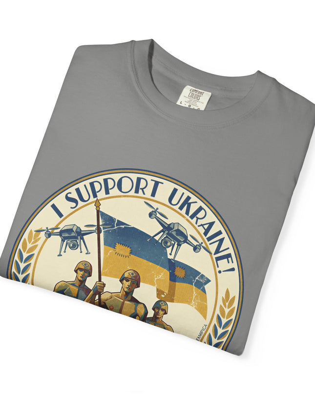The 'I Support Ukraine!'  Deco, Unisex Garment-Dyed T-shirt