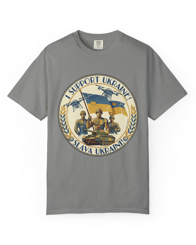 The 'I Support Ukraine!'  Deco, Unisex Garment-Dyed T-shirt