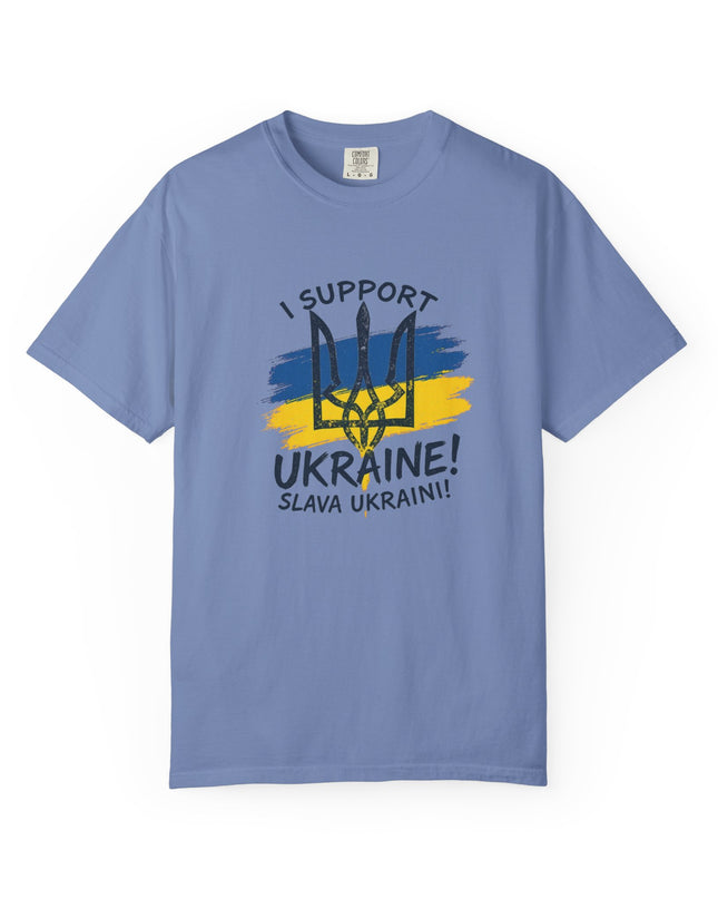 The 'I Support Ukraine!' Trident  Unisex Garment-Dyed T-shirt