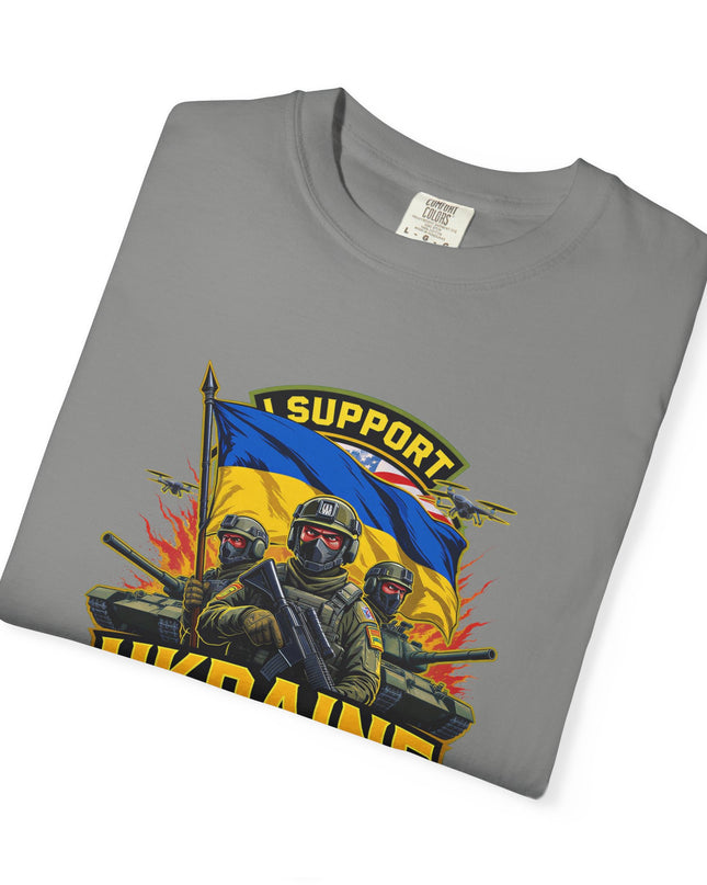 The 'I Support Ukraine!'  Cart,  Unisex Garment-Dyed T-shirt
