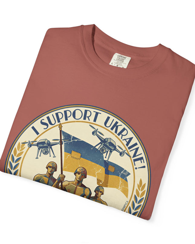 The 'I Support Ukraine!'  Deco, Unisex Garment-Dyed T-shirt