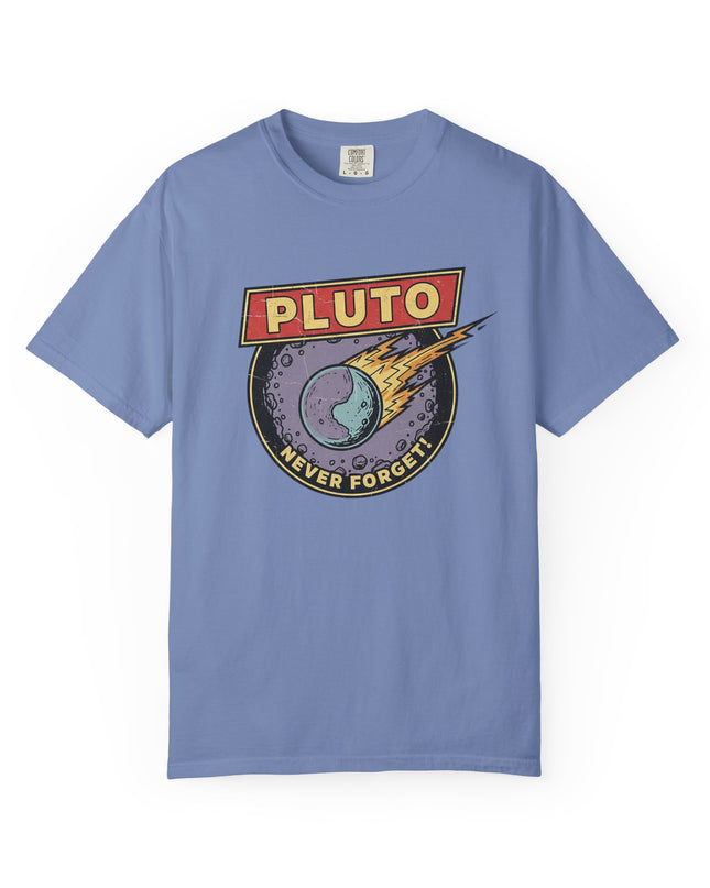 The 'Pluto, Never Forget!' Deco  Unisex Garment-Dyed T-shirt