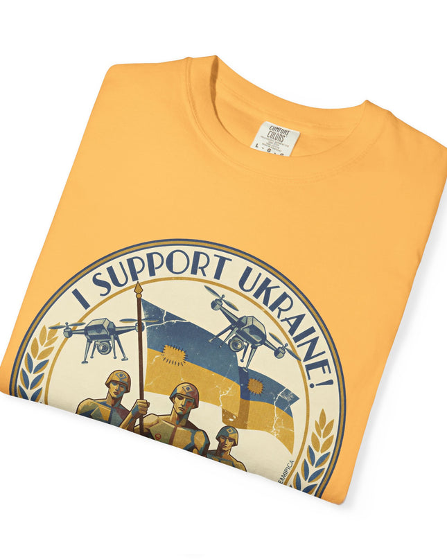 The 'I Support Ukraine!'  Deco, Unisex Garment-Dyed T-shirt
