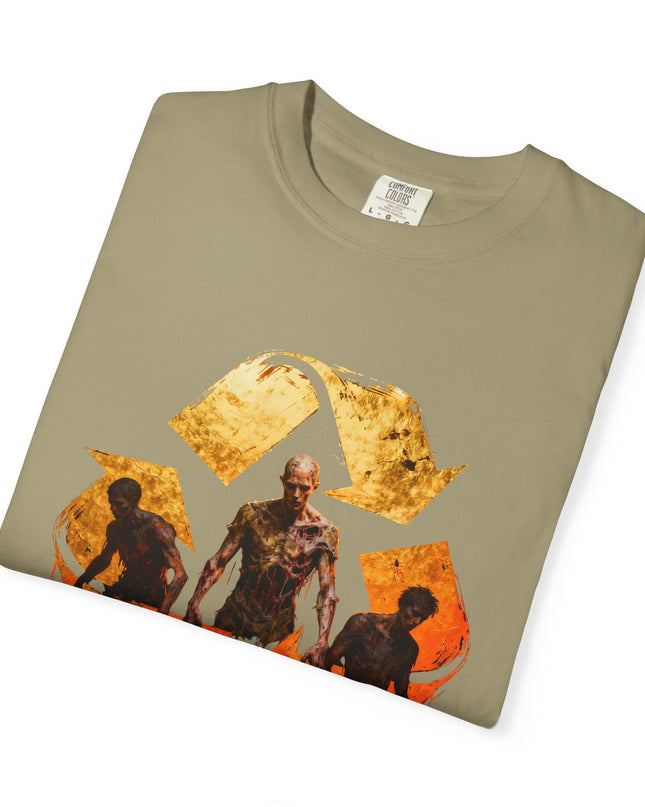 The 'Recycle More Humans!' Fire  Unisex Garment-Dyed T-shirt