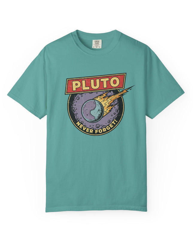 The 'Pluto, Never Forget!' Deco  Unisex Garment-Dyed T-shirt