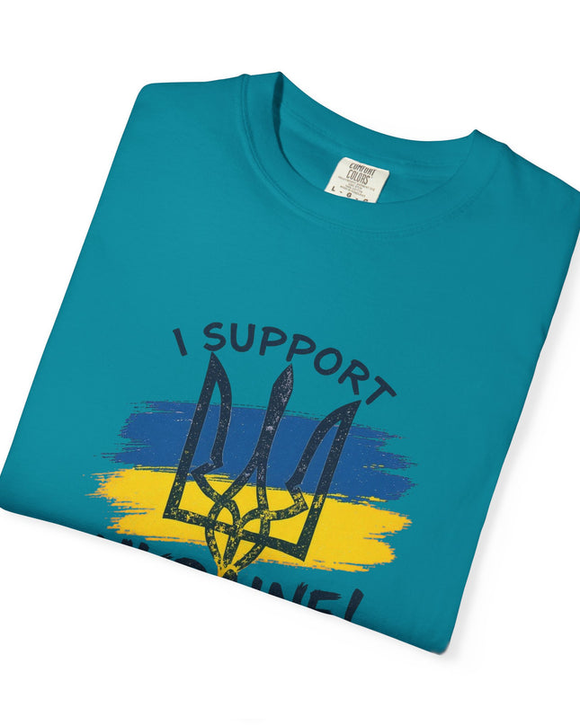 The 'I Support Ukraine!' Trident  Unisex Garment-Dyed T-shirt