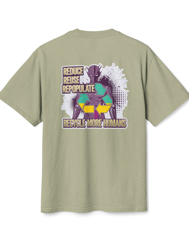 The 'Recycle More Humans' v1 T-Shirt, Eco-Friendly Graphic Tee, Save the Earth Apparel, Sustainable Clothing, Upcycled Materials Shirt