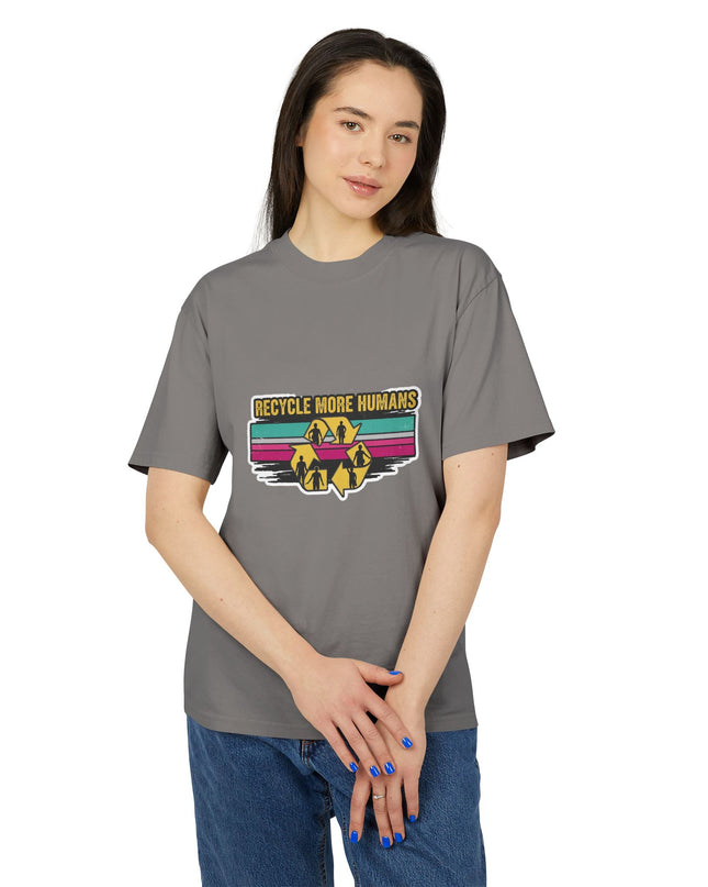 The 'Recycle More Humans' v1 T-Shirt, Eco-Friendly Graphic Tee, Save the Earth Apparel, Sustainable Clothing, Upcycled Materials Shirt