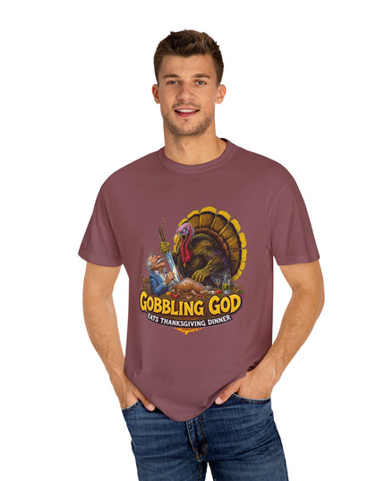 Gobbling God Eats Thanksgiving Dinner Thanksgiving Tee