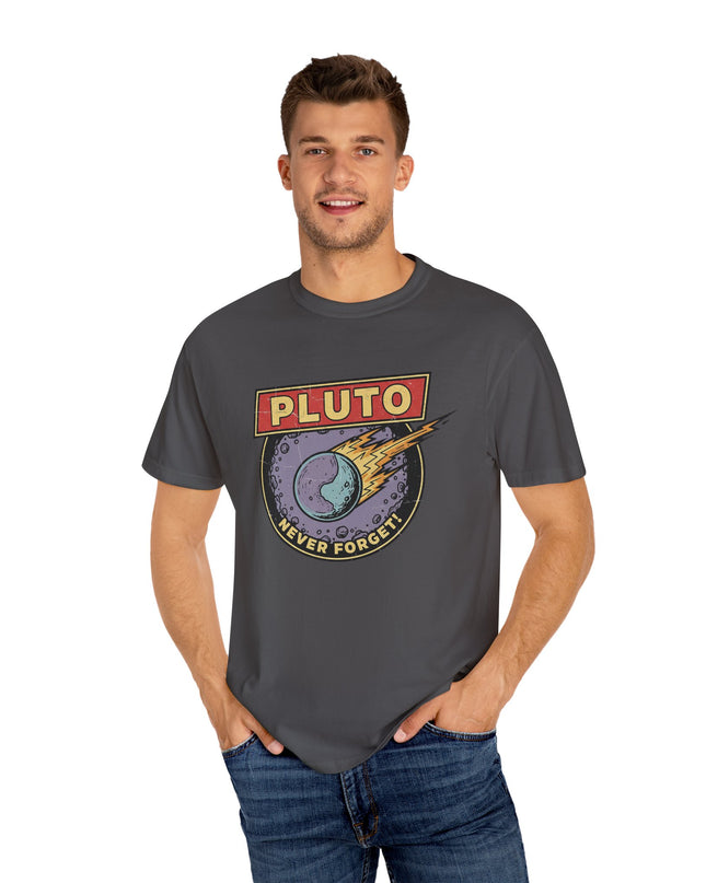 The 'Pluto, Never Forget!' Deco  Unisex Garment-Dyed T-shirt