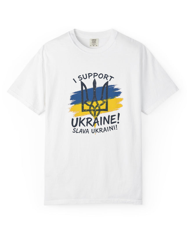 The 'I Support Ukraine!' Trident  Unisex Garment-Dyed T-shirt