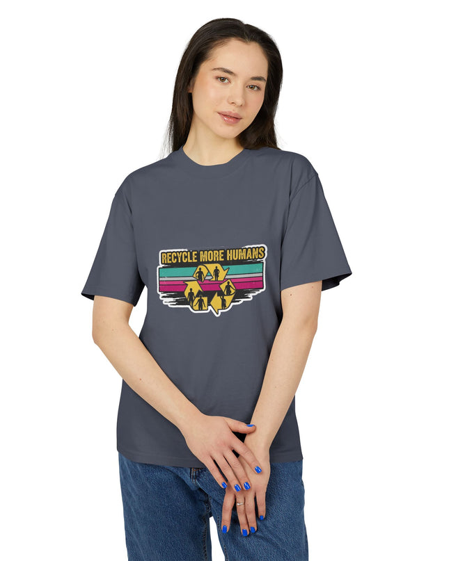 The 'Recycle More Humans' v1 T-Shirt, Eco-Friendly Graphic Tee, Save the Earth Apparel, Sustainable Clothing, Upcycled Materials Shirt