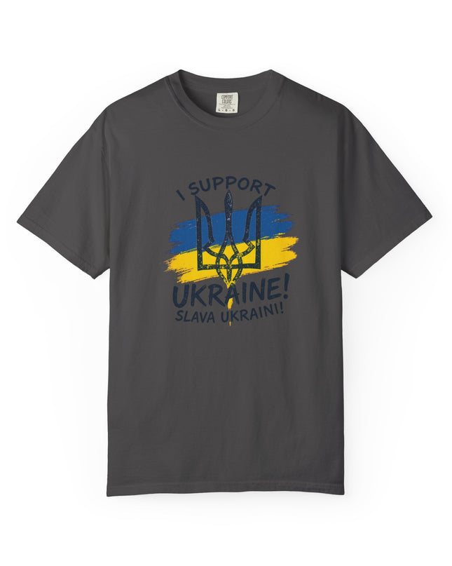 The 'I Support Ukraine!' Trident  Unisex Garment-Dyed T-shirt