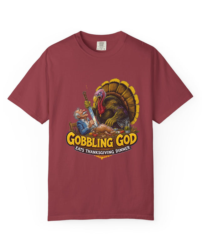 Gobbling God Eats Thanksgiving Dinner Thanksgiving Tee
