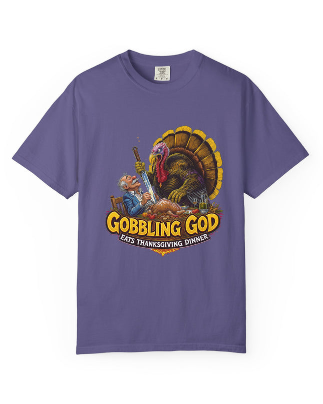 Gobbling God Eats Thanksgiving Dinner Thanksgiving Tee