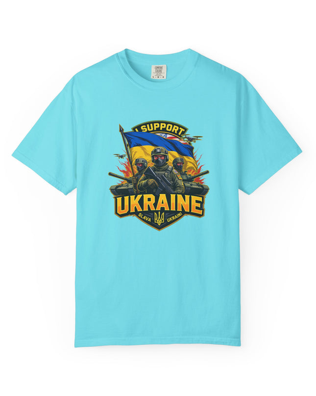 The 'I Support Ukraine!'  Cart,  Unisex Garment-Dyed T-shirt