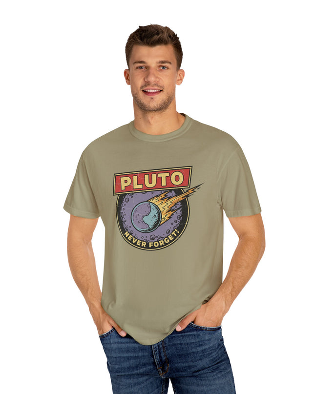 The 'Pluto, Never Forget!' Deco  Unisex Garment-Dyed T-shirt