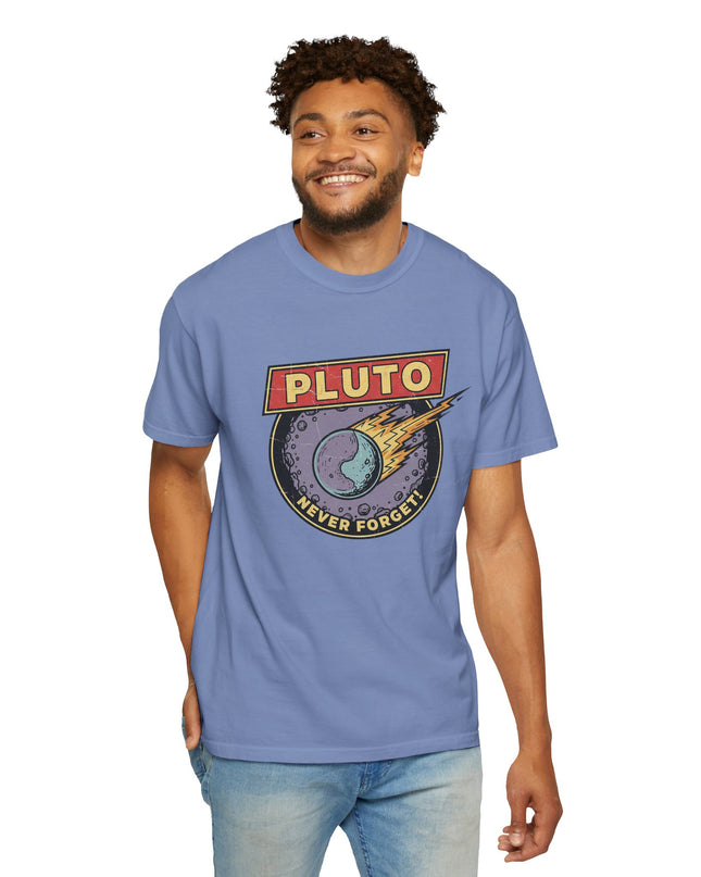 The 'Pluto, Never Forget!' Deco  Unisex Garment-Dyed T-shirt