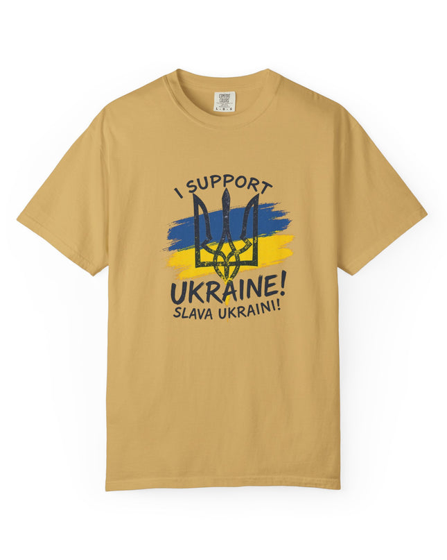 The 'I Support Ukraine!' Trident  Unisex Garment-Dyed T-shirt