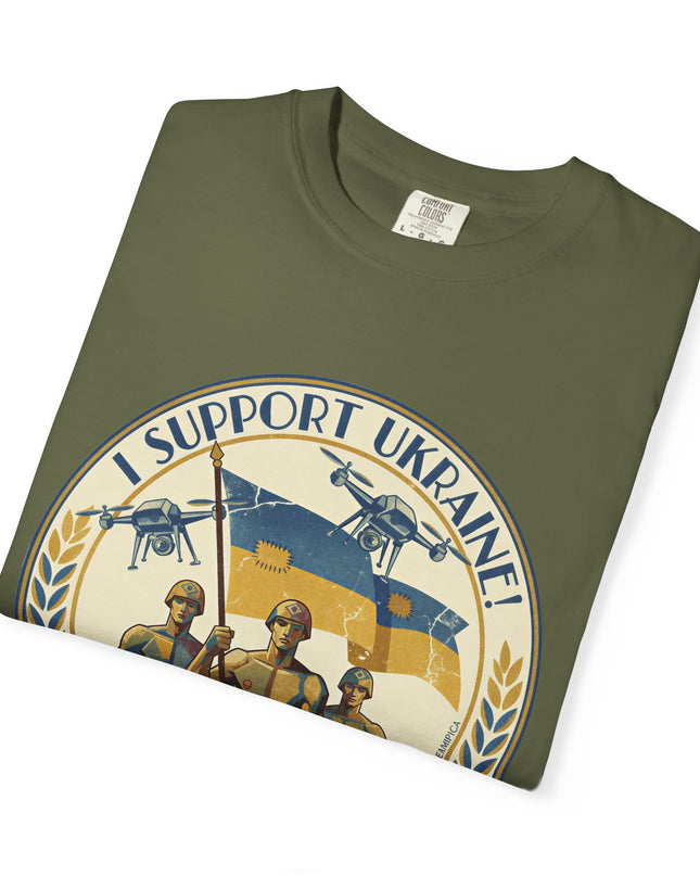 The 'I Support Ukraine!'  Deco, Unisex Garment-Dyed T-shirt
