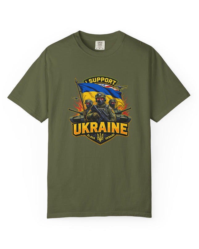The 'I Support Ukraine!'  Cart,  Unisex Garment-Dyed T-shirt