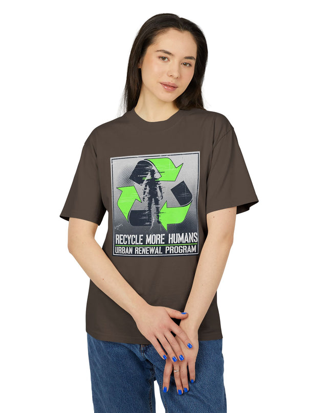 The 'Recycle More Humans' v2 T-Shirt, Eco-Friendly Graphic Tee, Save the Earth Apparel, Sustainable Clothing, Upcycled Materials Shirt